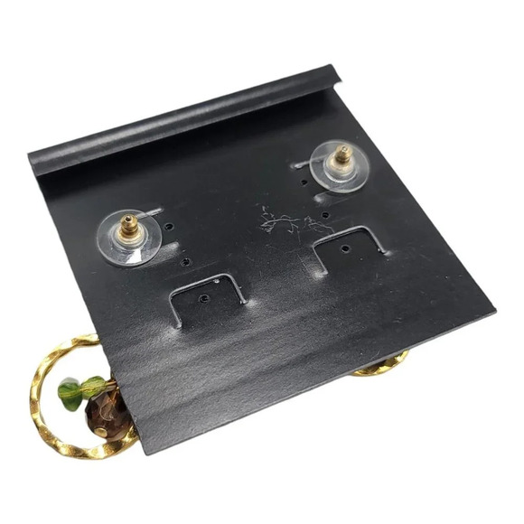 Darlene Group Two Tone Gold Silver Multi Colored Glass Bead Spiral Dangle Earrin - Picture 4 of 4